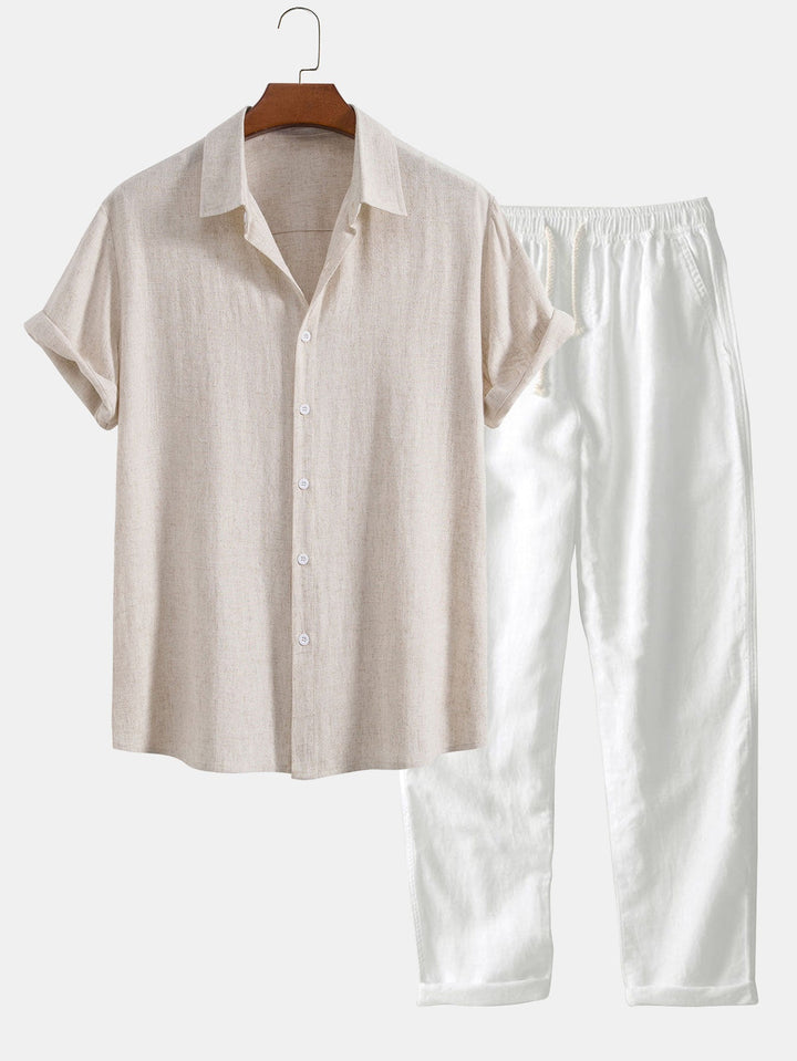 Linen Rayon Mix Button Shirt & Straight Linen Pants