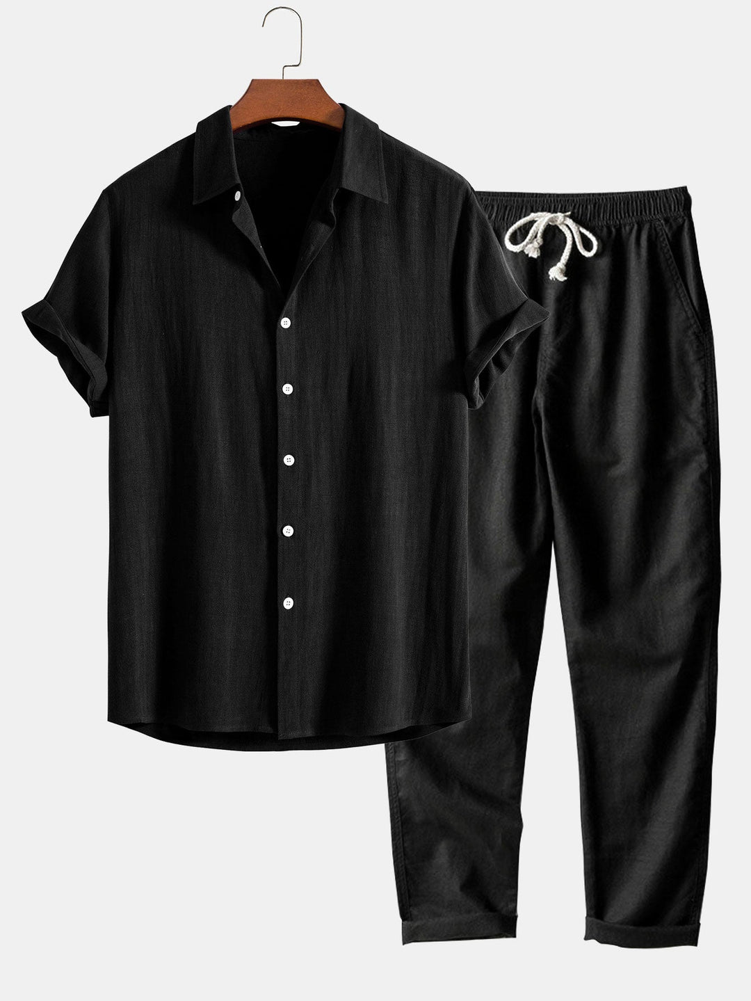 Linen Rayon Mix Button Shirt & Straight Linen Pants