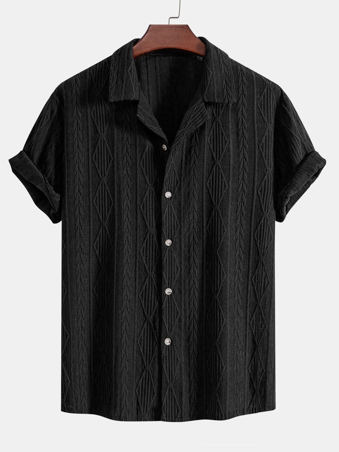 Geometric Jacquard Cuban Shirt & Straight Linen Pants