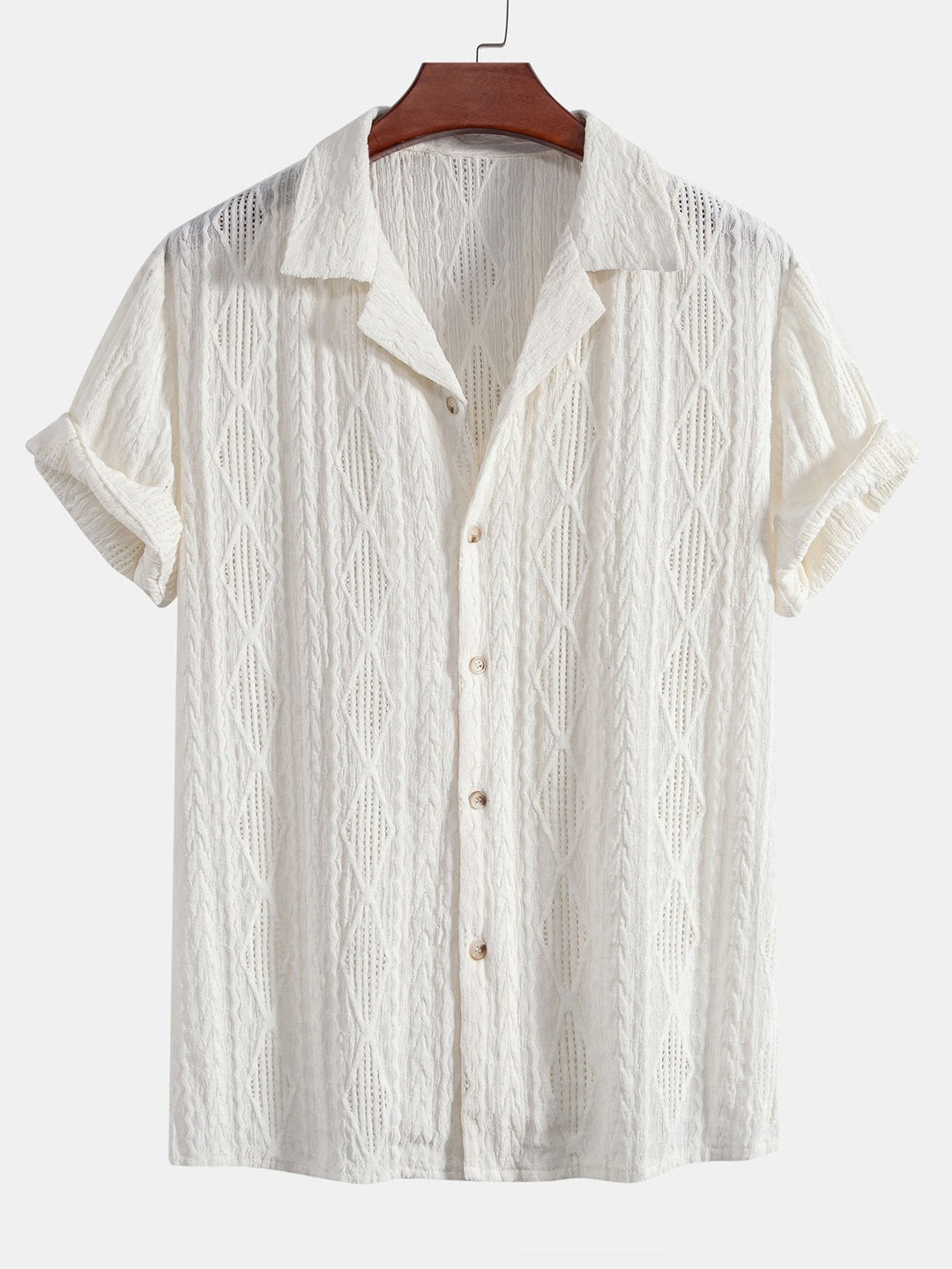 Geometric Jacquard Cuban Shirt & Straight Linen Pants