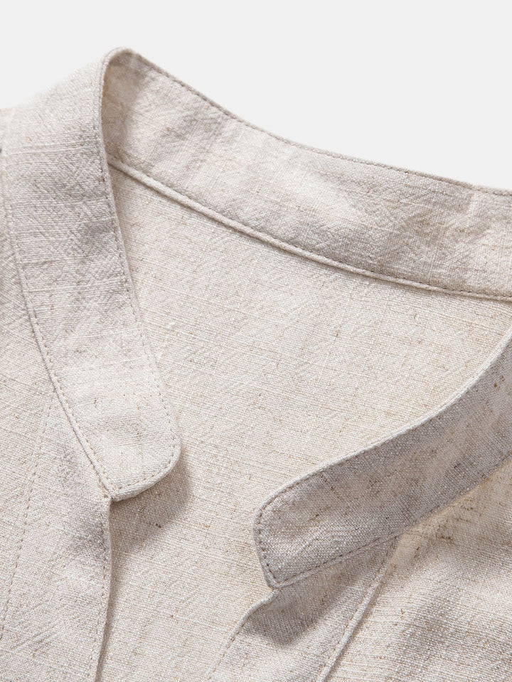 Linen Rayon Mix Shirt & Straight Leg Linen Pants