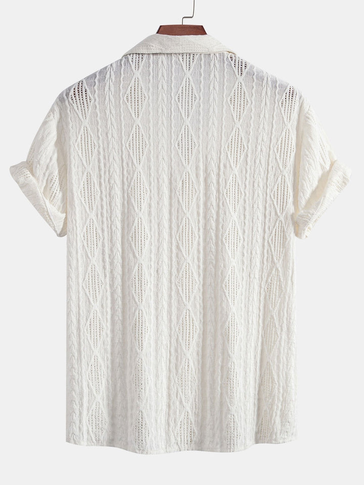 Geometric Jacquard Cuban Shirt & Straight Linen Pants